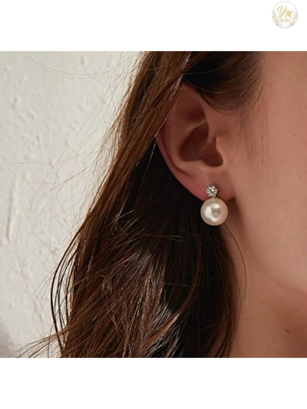 Pearl Stud Earrings for Women 925 Sterling Silver Rhodium Plated 8-13mm